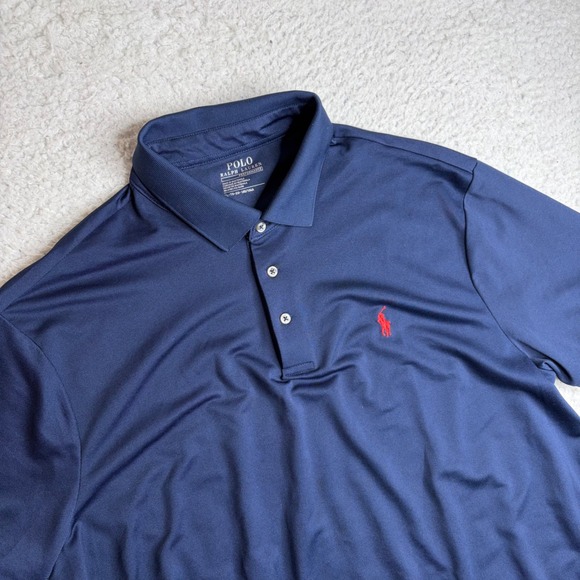 Polo Ralph Lauren Other - Polo Ralph Lauren Performance Mens XL Navy Blue Short Sleeve Polo Shirt Red Pony
